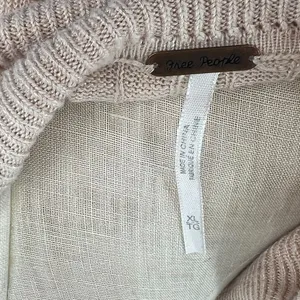 Free People Betty Cardigan Sweater Linen Blend‎ Beige Tan Size XL thumbnail 11