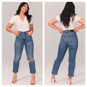Abercrombie & Fitch Ultra High Rise Ankle Straight Distressed Jeans Size 27/4 thumbnail 2
