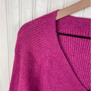 Old Navy V-Neck Melange Shaker Stitch Cocoon Pullover Sweater Berry Pink Medium thumbnail 6