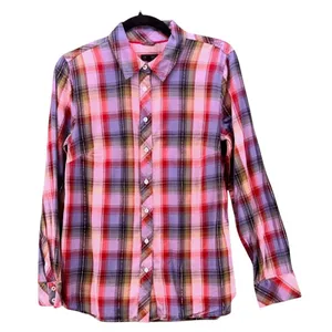 Talbots Button Up Shirt‎ Purple Plaid M thumbnail 1