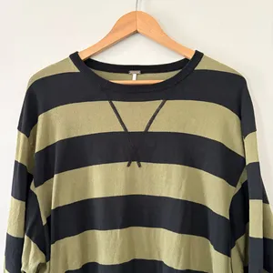 Free People Surfin On Your Stripes Sweater Top High Low Oversized Moss Size XS/S thumbnail 5