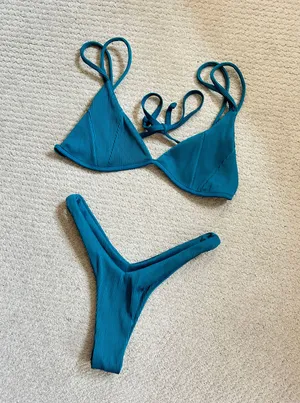 Kulani Kinis teal “Cactus Ribbed” Bikini Set thumbnail 3