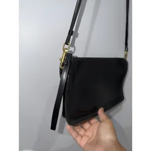 VTG Coach 70's Basic Bag Made in NYC USA Black Leather Clutch Wristlet Crossbody thumbnail 3
