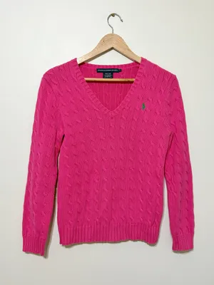 Ralph Lauren Pink Cable Knit Sweater Size Medium Women’s thumbnail 2