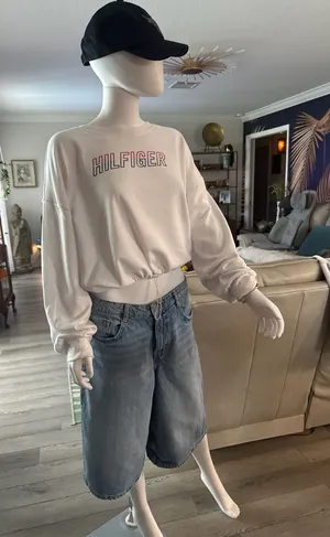 Tommy Hilfiger Sport Open Back Drawstring Sweatshirt White Size XL thumbnail 1