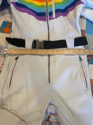 OOSC Rainbow Road Ski Suit S Rainbow One Piece Snowboard Retro Snow / ski thumbnail 9