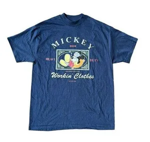 Disney Vintage Mickey Mouse Workin' Clothes T-Shirt 2-Sided Single Stitch New Old Stock thumbnail 1