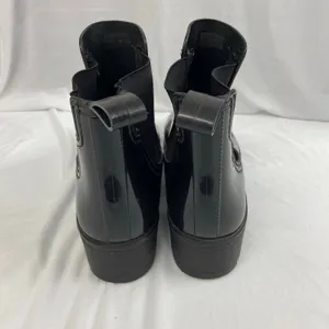 Capelli New York women's black glossy rubber ankle rain boots stretch slip on 11 thumbnail 3