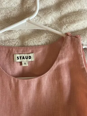 STAUD Light Pink Linen Mini Dress thumbnail 6
