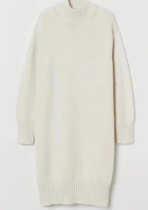 H&M Cream Knit Sweater Dress thumbnail 1