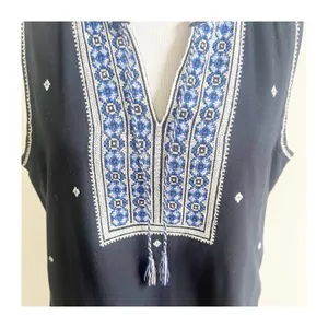Madewell Suncoast Embroidered Shift Dress Women's Sz 12 Sleeveless Black Tassel thumbnail 11