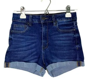 MIAMI High Rise Cuffed Hem Denim Jean Shorts Junior's Size 5 Blue Hi Waisted thumbnail 1
