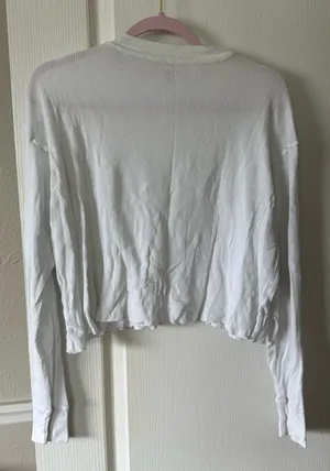 Brandy Melville Waffle Knit Long Sleeve White thumbnail 2