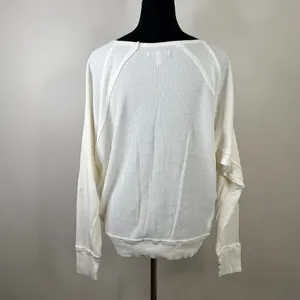 Free People Santa Clara Waffle Knit Thermal‎ Long Sleeve Top in Alabaster White thumbnail 11