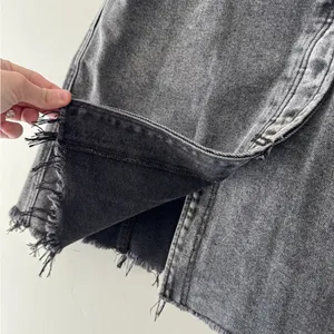 Free People We The Free Parker Wrap Mini Skirt Raw Hem Denim Black‎ Washed thumbnail 6