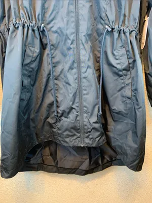 Stylus black rain coat sz XL NWT cinched waist hooded preppy long trench thumbnail 5