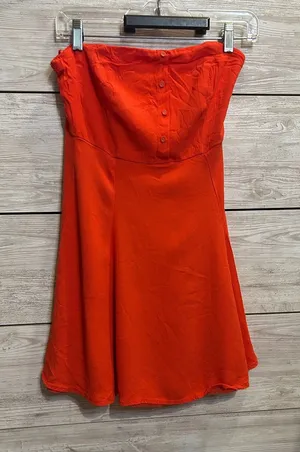ASTR The Label Womens Strapless Button Front Mini Dress Orange Red Size Medium thumbnail 1