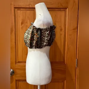 Amable Floral Bandeau Top Large Brown thumbnail 3