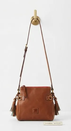 Dooney & Bourke Women Crossbody Bag Small Brown Vachetta Leather Tassel Detail thumbnail 1