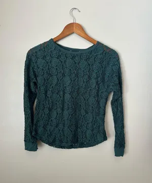 Emerald Green lace whimsygoth coquette top thumbnail 1