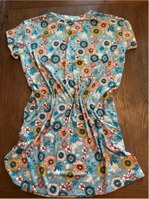 Women's Joyspun Floral Pajama Dress Size S Blue Pink EXCELLENT CONDITION thumbnail 2