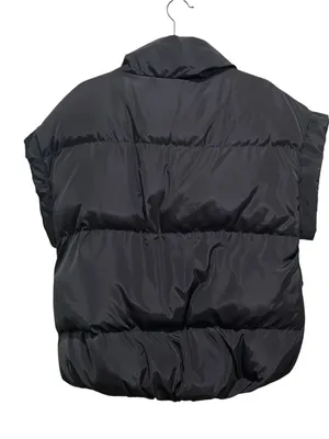 Ellison Black Puffer Vest Oversized Quilted Short Sleeve Zip Up Women Size Small thumbnail 9