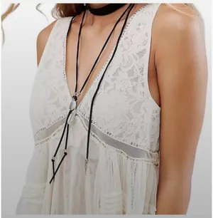 Free People On The Town Romantic Cream Beaded Sequin Sheer Lace Tank thumbnail 3