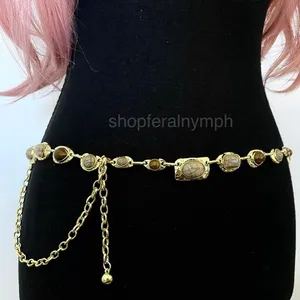 Gold Y2K Earthy Marbled Stone Boho Waist Chain Belt, Fits 29-45 Inches, X7GA1402 thumbnail 1