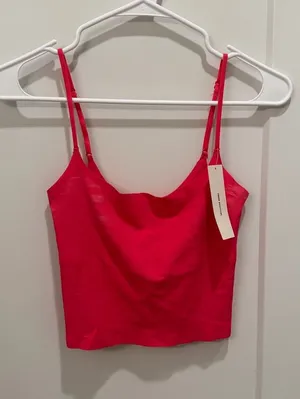 Women’s Pink Spaghetti Strap Crop Top thumbnail 1
