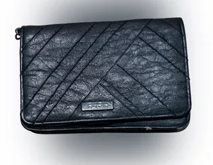 Jessica Simpson Black Checkbook Wallet Leopard Print Interior Faux Leather thumbnail 1