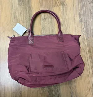 Zara Maroon Nylon Tote‎ Bag Purse Capsule Bonjour Le Monde French Resort thumbnail 1