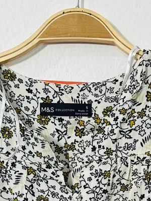 SD Collection Cream Floral Midi Dress with Olive Accents thumbnail 11
