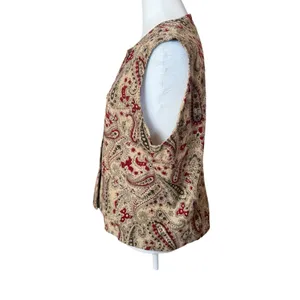 Vtg Ruff Hewn Corduroy Paisley Vest Large 90s Academia Boho Artsy Earthy Neutral thumbnail 3