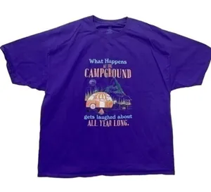 What Happens at the Campground T-shirt Size 3XL purple graphic tee thumbnail 1