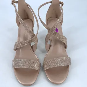 NWOT Rampage Women Rose Gold Glitter Block Heel Sandals Size‎ 8.5 thumbnail 4