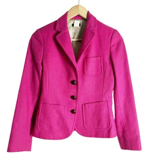 J.Crew Wool Black Jacket Blazer Robert Noble Scottish Cloth Hot Pink Sz 0 thumbnail 1