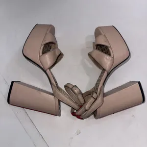 Y2K Style John Galliano Italian Leather Nude Platform Strappy Heels 38 READ‎ thumbnail 13
