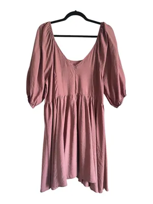 Mía joy Puff Sleeve Scoop Neck Mini Dress in Dusty Rose thumbnail 4