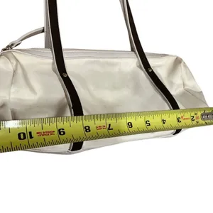 Kate Spade New York white and brown trim small nylon Tote handbag thumbnail 10