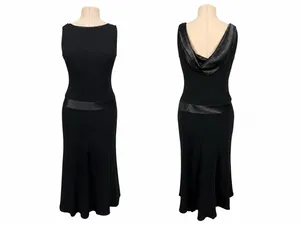 Liz Claiborne VTG Liz Taylor Black Sleeveless Midi Dress 10 Cowl Drape Back Cocktail Formal thumbnail 2