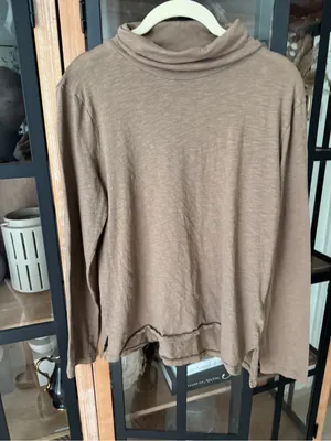 Madewell long sleeve turtleneck top cotton coffee sweater lightweight layering thumbnail 8