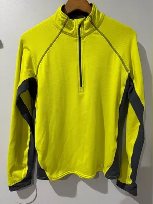 L.L. Bean Women’s M Medium Shirt Sweater Neon Green‎ Yellow Gray Activewear M thumbnail 1