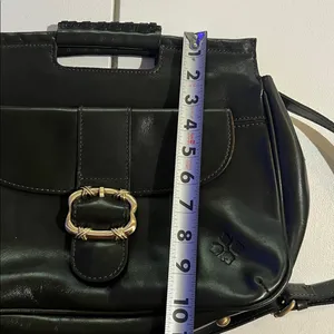 Patricia Nash Ovodda Satchel, Black, Leather, Classic, vintage thumbnail 9
