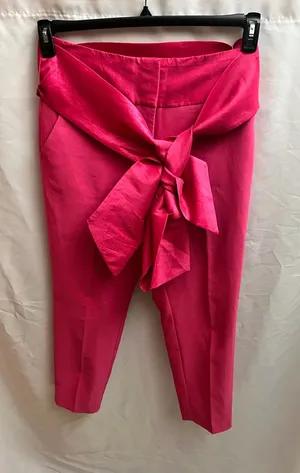 New York & Company Hot Pink Tie Waist Cropped Pants Size Medium thumbnail 1