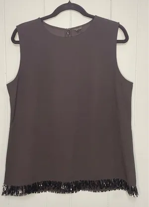 Ann Taylor Women's Sleeveless Sequined Fringe Trim Top Size Large thumbnail 1