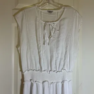 Rails Ashlyn Stripe Linen Blend Midi‎ Dress, Medium, White thumbnail 4