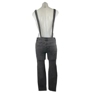 Free People Women's Gray Sleeveless Skinny Denim Dungarees Overalls Jumpsuit 25 thumbnail 2