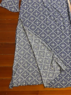 Lulus Mandala Daydream Side Slit Blue Maxi Dress Sz M 💚🎀 thumbnail 8