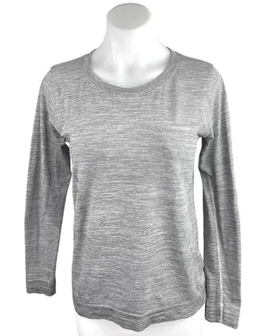 Lululemon Swiftly Tech Women Gray Striped Long Sleeve Athletic T Shirt Tee Top S thumbnail 1