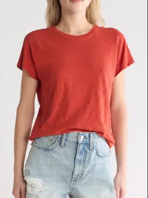 Madewell Vintage Slub Tee in Dark Orange Size Medium 100% Cotton thumbnail 1